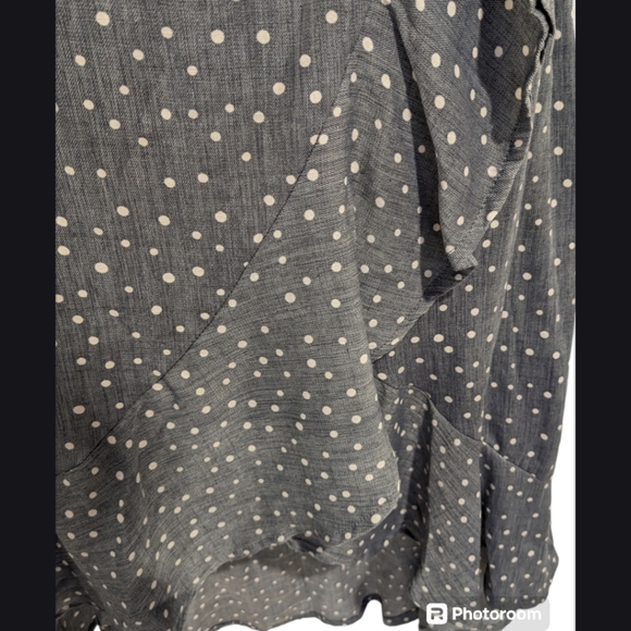 Blue/Grey Polkadot Skirt Wrap Ruffle - Picture 2 of 2